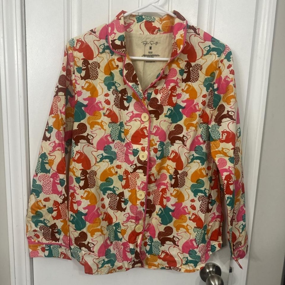 Taylor Swift RED Pajama Top Women's Multicolor Squirrel Cotton